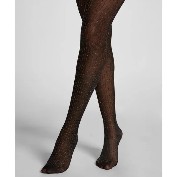 Collants Lurex Dot Stripe - Noir