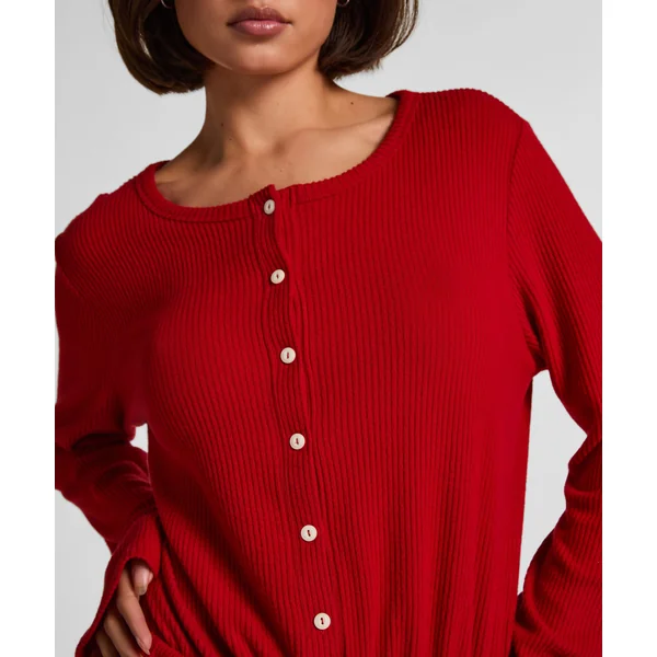 Combinaison de pyjama courte en jersey côtelé - Rouge