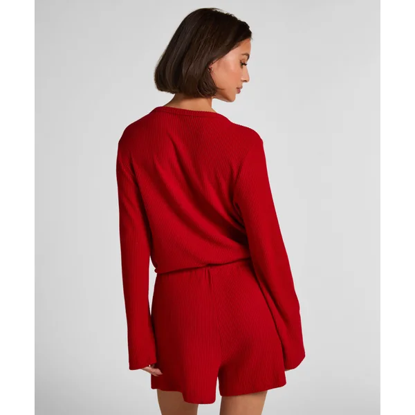 Combinaison de pyjama courte en jersey côtelé - Rouge