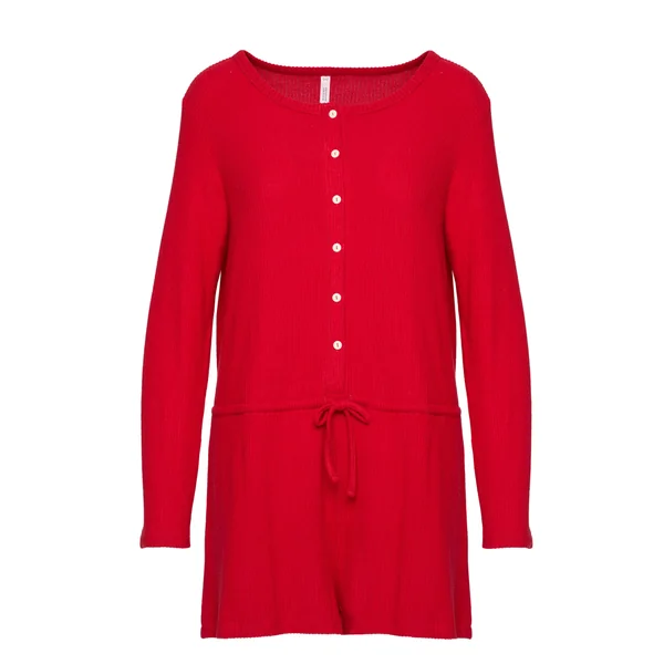 Combinaison de pyjama courte en jersey côtelé - Rouge