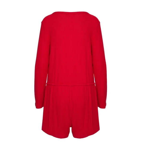 Combinaison de pyjama courte en jersey côtelé - Rouge