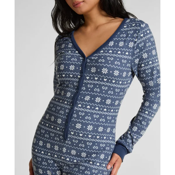 Combinaison de pyjama en Jersey Fairisle - Bleu