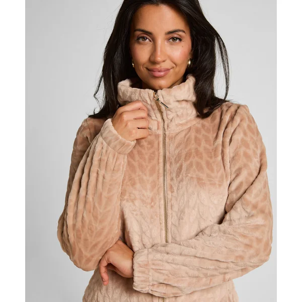 Combinaison de pyjama torsadée à fermeture éclair - Beige