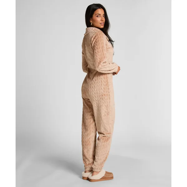 Combinaison de pyjama torsadée à fermeture éclair - Beige