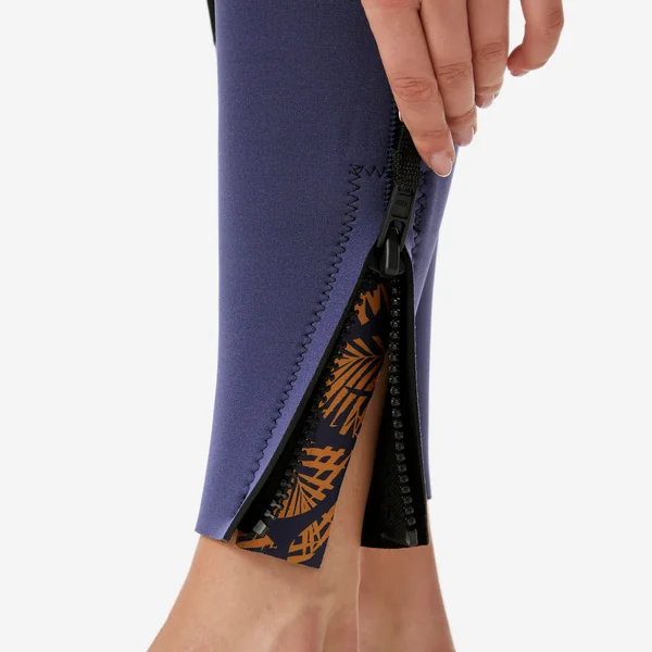 Combinaison néoprène intégrale 3/2 double zip longe-côte femme, leaf palm
