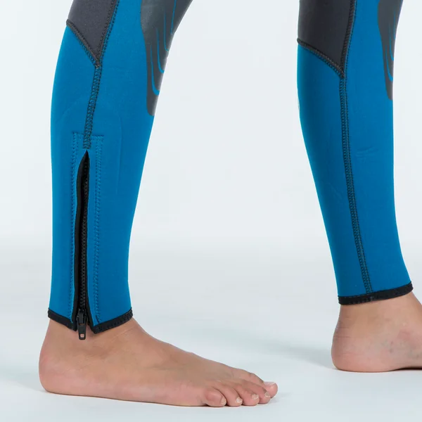 Combinaison plongée Enfant néoprène 5.5mm - SCD 500 gris et bleu