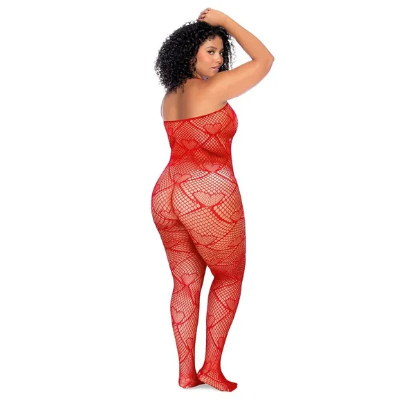 Combinaison résille rouge cœurs +