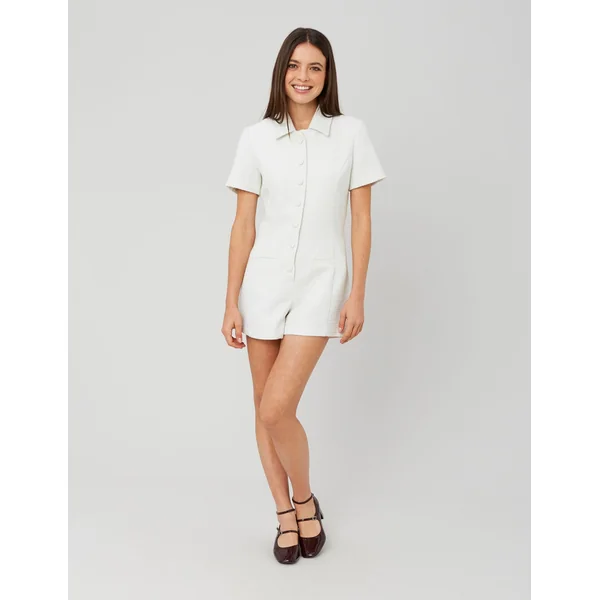Combinaison short en tweed Blanc écru