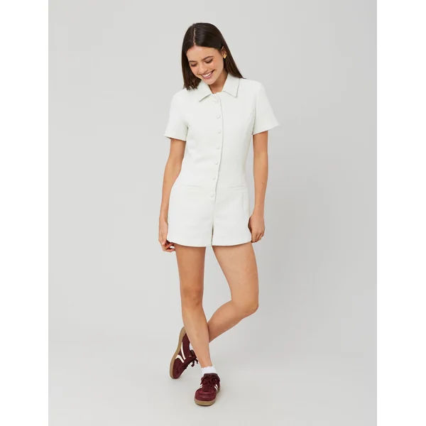 Combinaison short en tweed Blanc écru