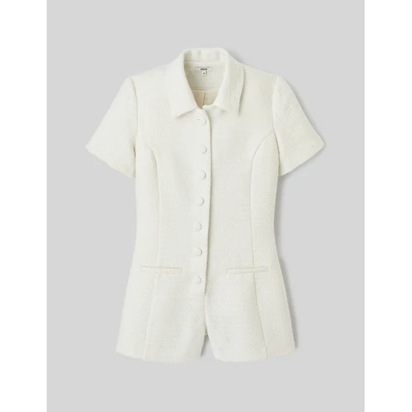 Combinaison short en tweed Blanc écru