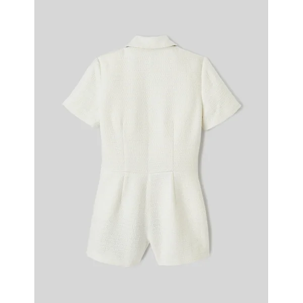 Combinaison short en tweed Blanc écru