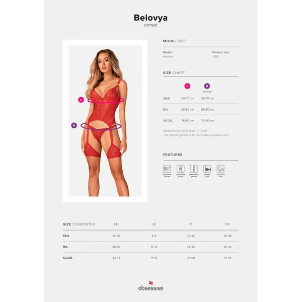 Corset Belovya XS/S - Rouge Obsessive SEXY Obsessive