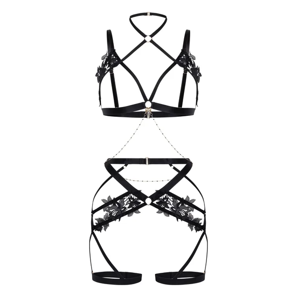 Corset orné d'applications - Noir