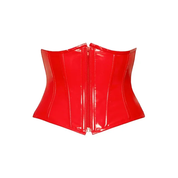 Corset ouvert vinyle rouge