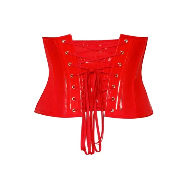 Corset ouvert vinyle rouge