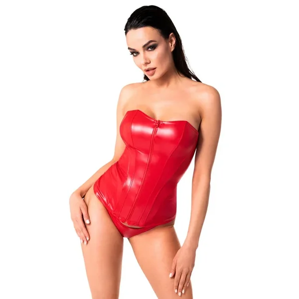 Corset wetlook F355 Mysteria rouge