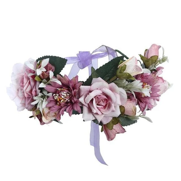 Couronne de Fleurs Blanc Violet