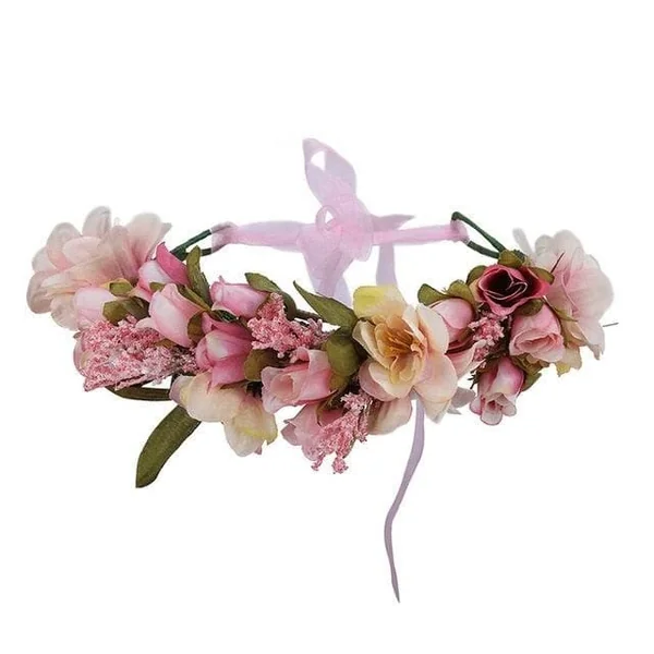 Couronne de Fleurs Rose et Beige