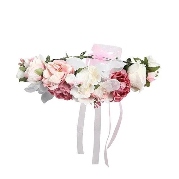 Couronne de Fleurs Rose et Blanche
