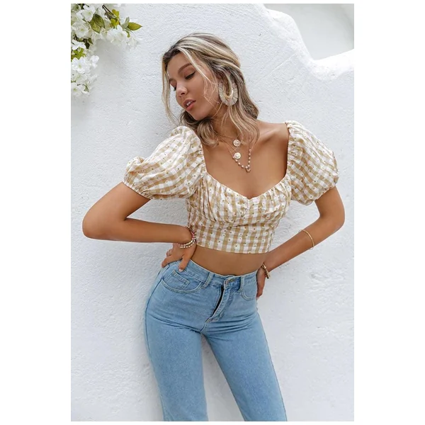 Crop Top Bohème Carreaux