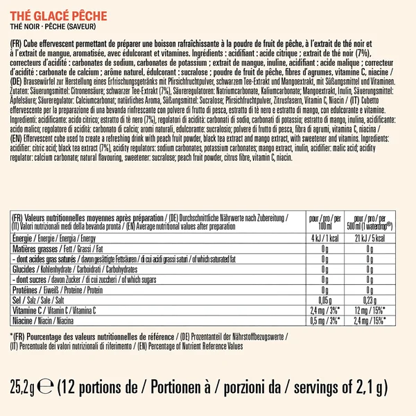 Cubes à diluer thé glacé pêche, Microdrink 12x500ml