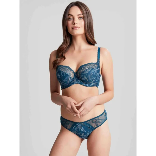 Culotte Brésilienne en Dentelle Ajourée et Tulle Brodé - Bleue Panache