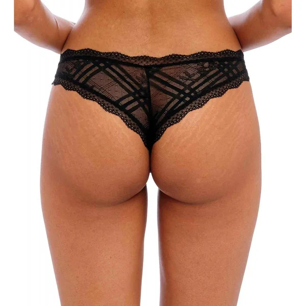 Culotte brésilienne en dentelle brodée Noire Freya Freya