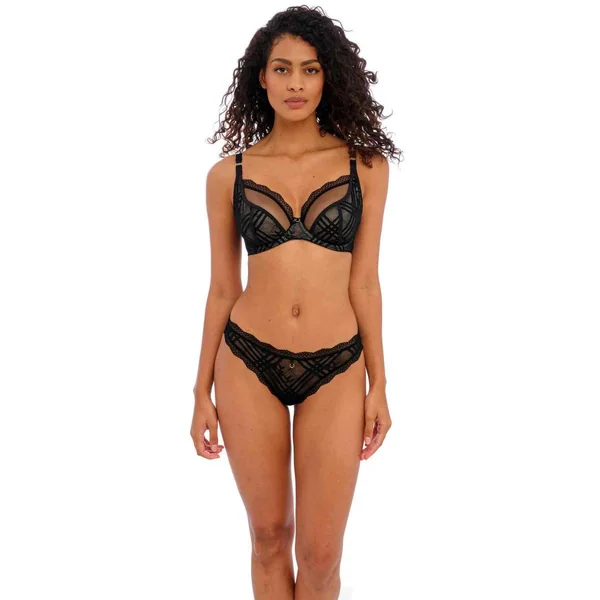 Culotte brésilienne en dentelle brodée Noire Freya Freya