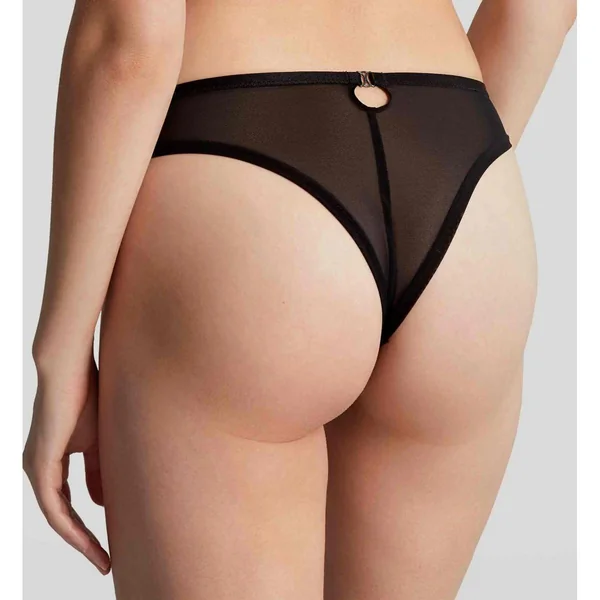 Culotte Brésilienne en Tulle Brodé - Noire Panache Panache