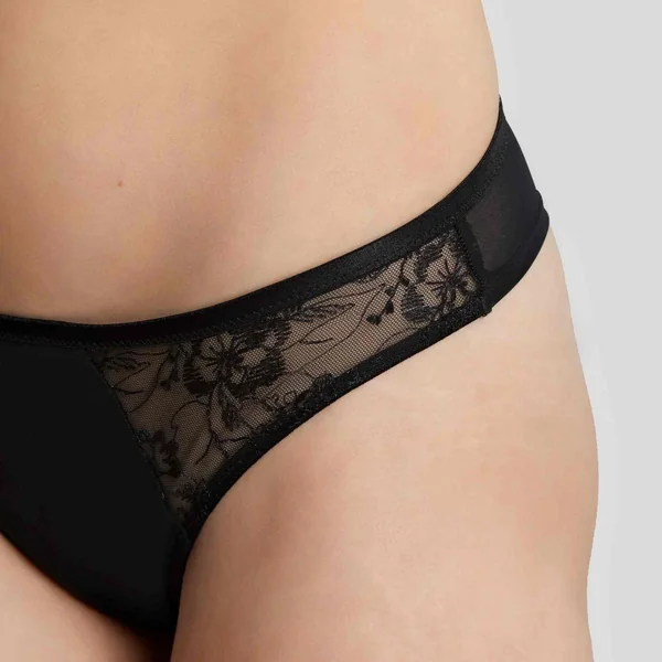Culotte Brésilienne en Tulle Brodé - Noire Panache Panache
