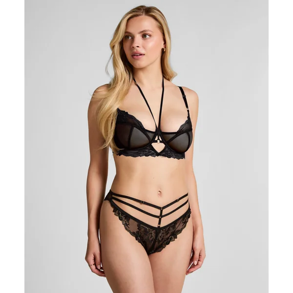 Culotte brésilienne fendue à l'entrejambe Amari - Noir