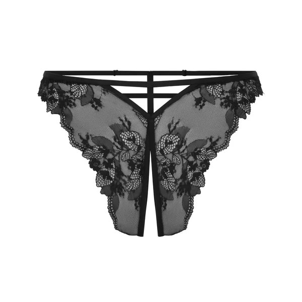 Culotte brésilienne fendue à l'entrejambe Amari - Noir