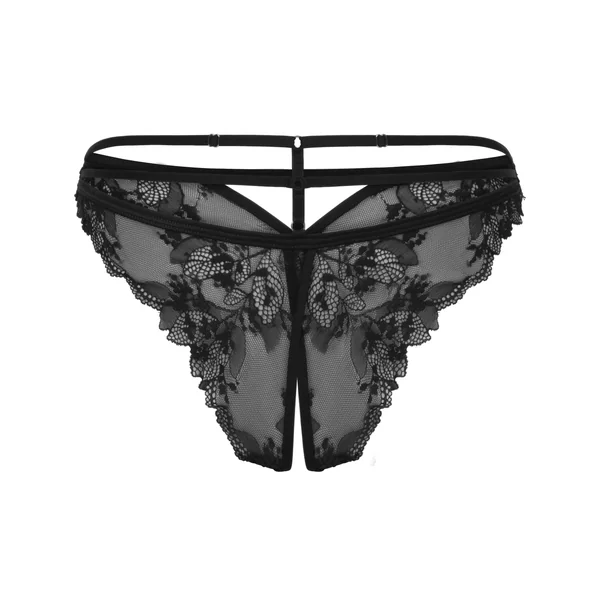 Culotte brésilienne fendue à l'entrejambe Amari - Noir