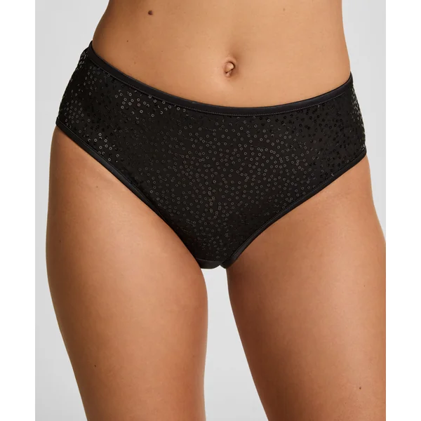 Culotte brésilienne jambe et taille haute Elle - Noir