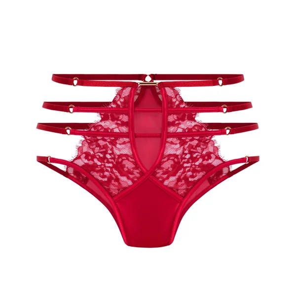 Culotte brésilienne jambe et taille haute Noeki - Rouge