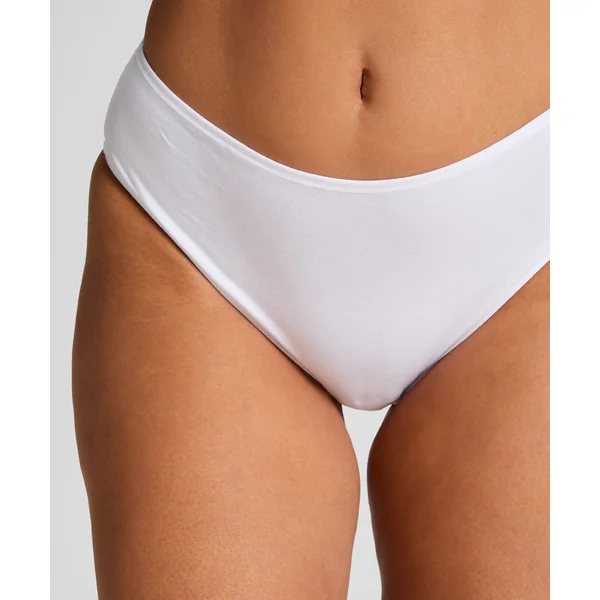 Culotte brésilienne jambe haute coton - Blanc