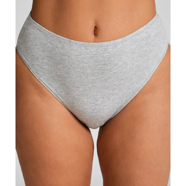 Culotte brésilienne jambe haute coton - Gris