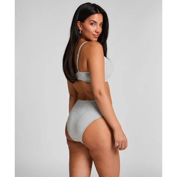 Culotte brésilienne jambe haute coton - Gris