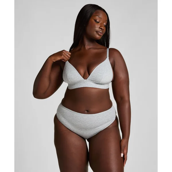 Culotte brésilienne jambe haute coton - Gris