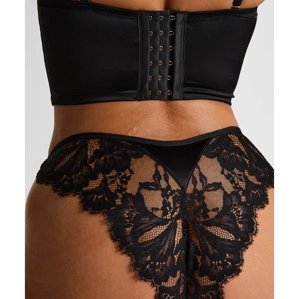 Culotte brésilienne jambes hautes Grace - Noir