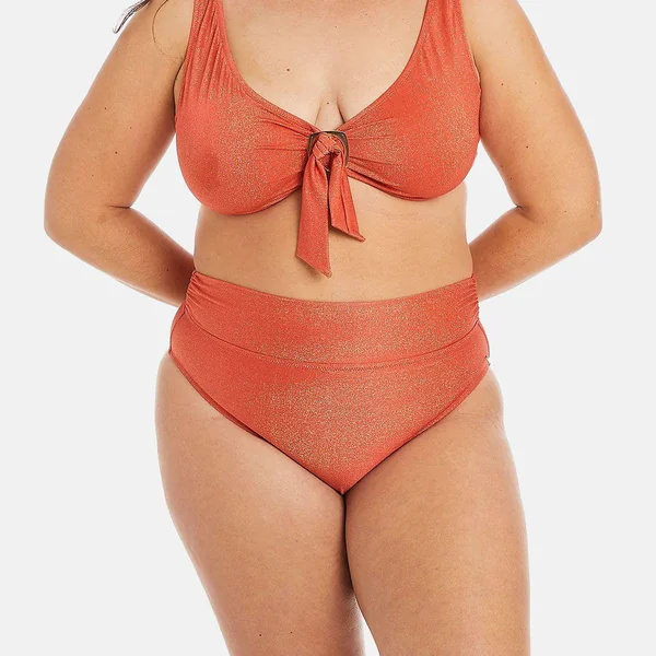 Culotte haute de bain orange Maui Camille Cerf x Pomm Poire