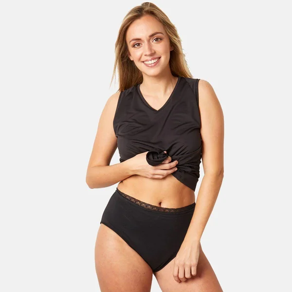 Culotte Haute Menstruelle - Noire Pomm Poire FRIDA en coton Pomm Poire