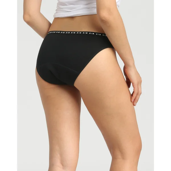 Culotte menstruelle Bio DIM Protect flux moyen - Noir en coton bio Dim
