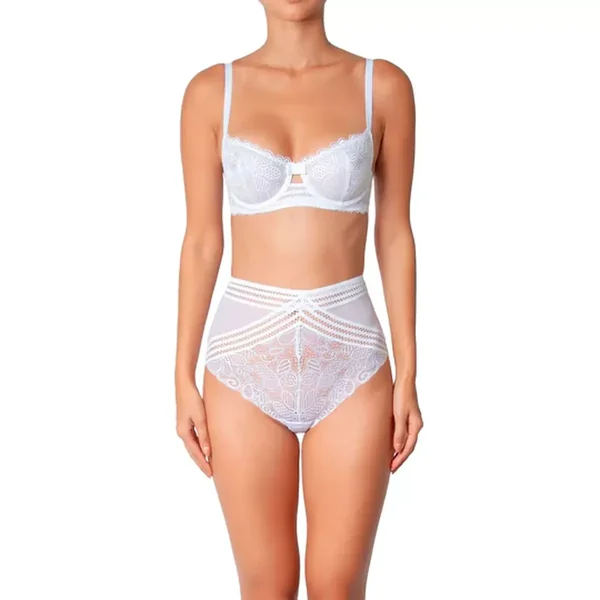 culotte taille haute blanc Huit Lingerie