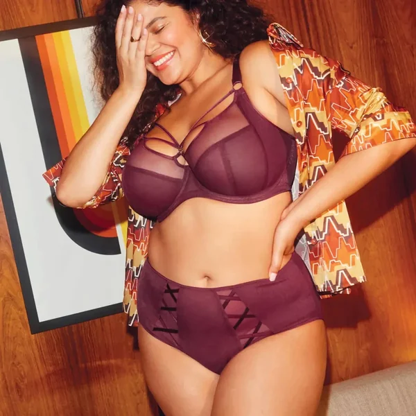Culotte taille haute cabernet chocolat en coton Elomi