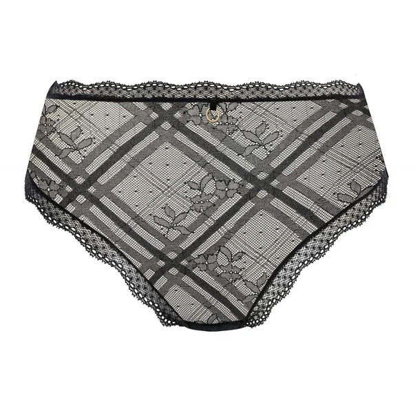 Culotte taille haute en dentelle brodée Noire Freya Freya