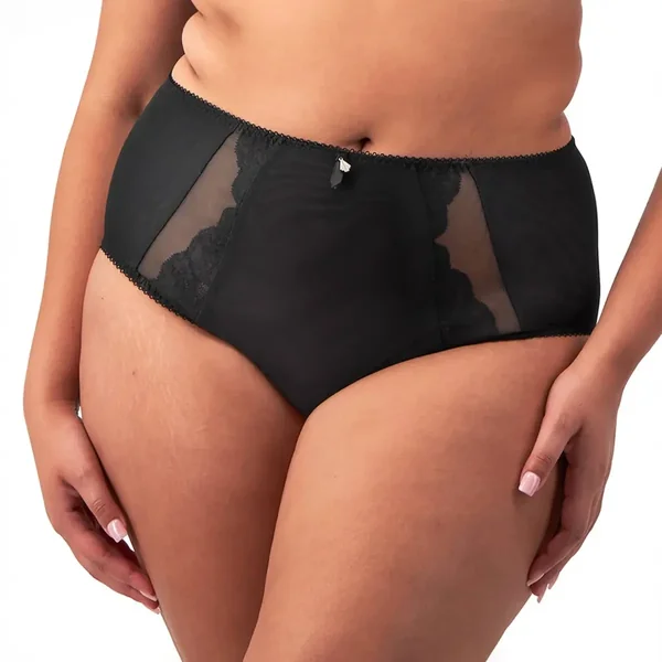 Culotte taille haute noir en coton Elomi