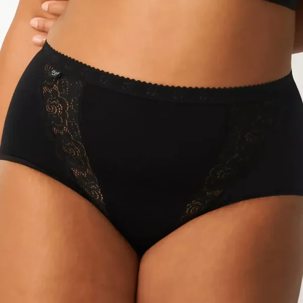 Culotte taille haute noire sloggi Chic Maxi BLACK en coton Sloggi