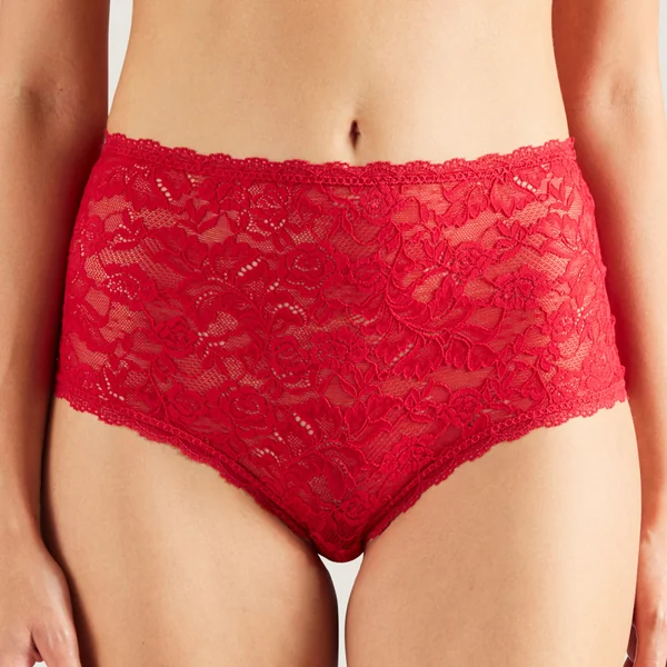 Culotte taille haute rouge Aubade ROSESSANCE gala en dentelle Aubade Rosessence