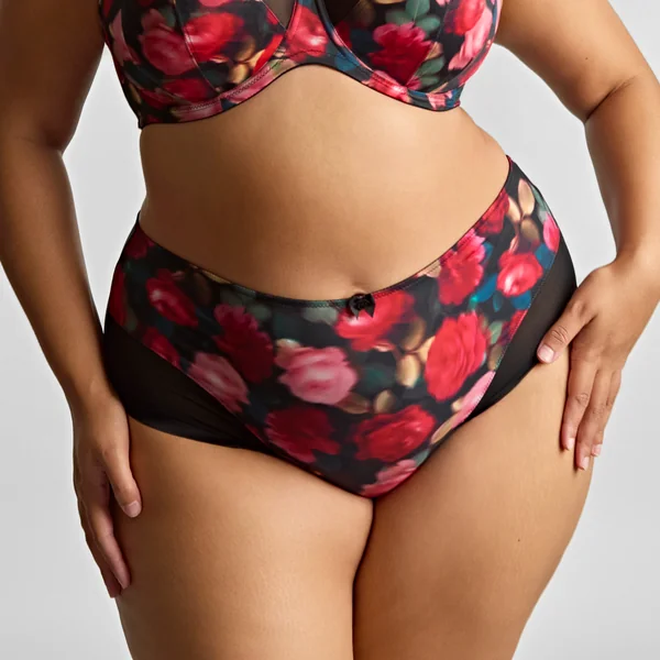 Culotte échancrée Bliss - Rose Print noir Sculptresse